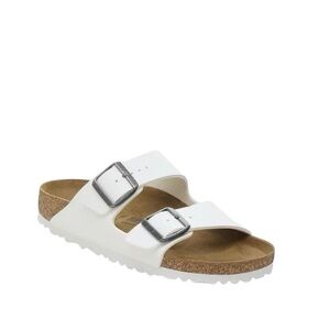 Birkenstock Arizona Leather Oversized Buckle Double Strap Slide Sandals